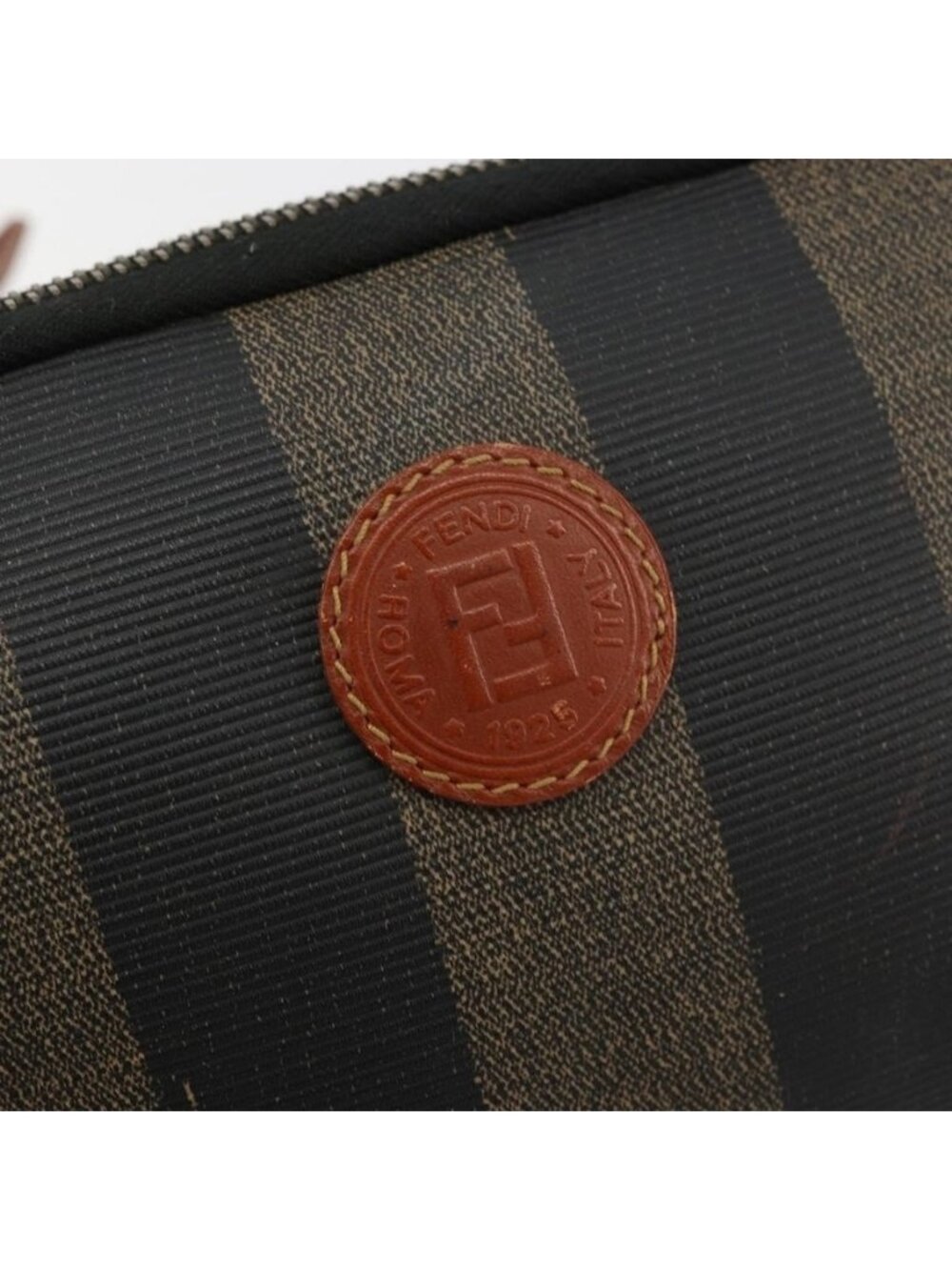 Authentic FENDI Pecan Canvas Shoulder Bag PVC Brown Black gold - Picture 8 of 16